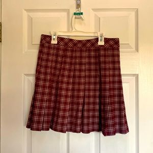 Maroon Pleated Mini Skirt
